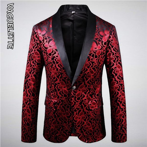 

vaguelette red elegant blazer for men shawl collar mens blazers shine party men jacket for singers wedding, White;black