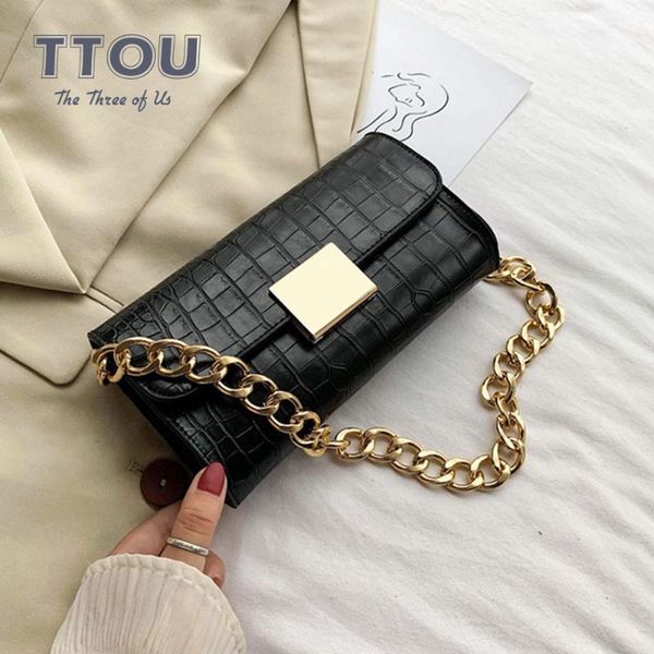 

2020 new arrival pu leather women underarm shoudler bags crocodile pattern chain female small tote hangbags
