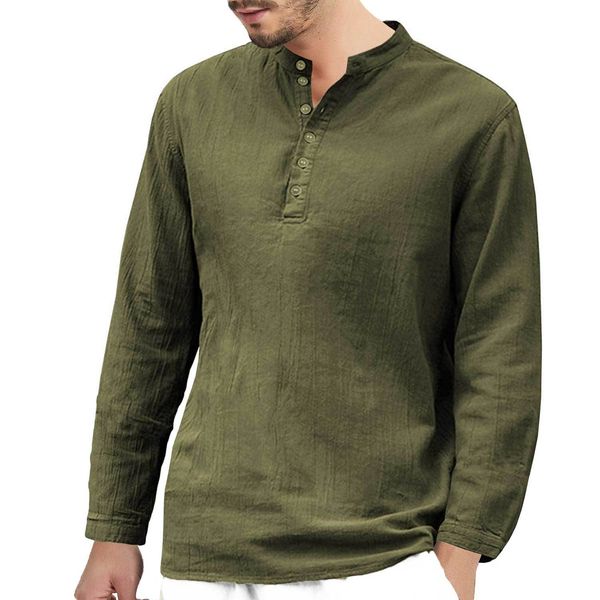 

Mens Shirts Fashion Casual Solid Shirt Cotton Blend Long Sleeve Tops Autumn for Boys and Young Men 2020 Autumn New Top Quality Free Shipping