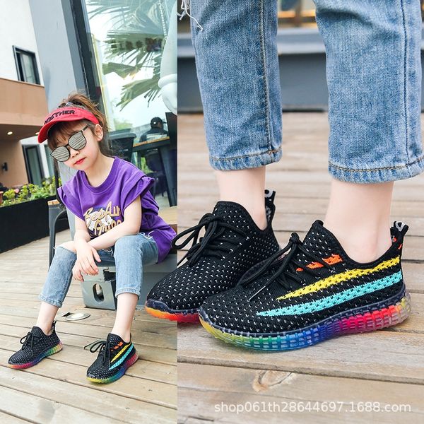 

1pwvq autumn 2020 coconut children's primary school students breathable coconut sneakers sports sports shoes mesh shoes small and mediu, Black