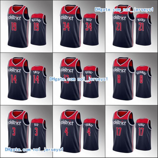 

washington wizards men bradley beal thomas bryant rui hachimura navy nba statement 2020 custom jersey, Black