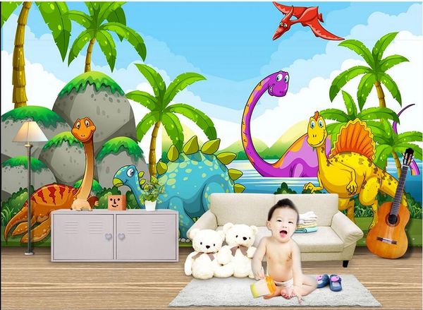 

3d room wall paper custom p non-woven mural cartoon dinosaur world children's room kindergarten home interior wallpaper for walls 3 d