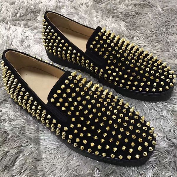 

с box шипы роликовые boat тапки обувь мужчины женщины red bottom low top натуральная кожа ходьба flats открытый кроссовки обувь, Black