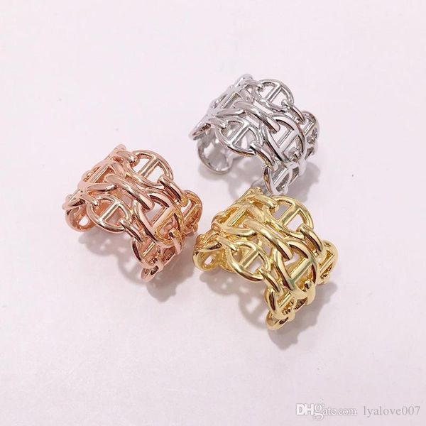 

fashion titanium steel rose gold silver open h rings for women men love ring party wedding valentine's day gift jewelry wholesale