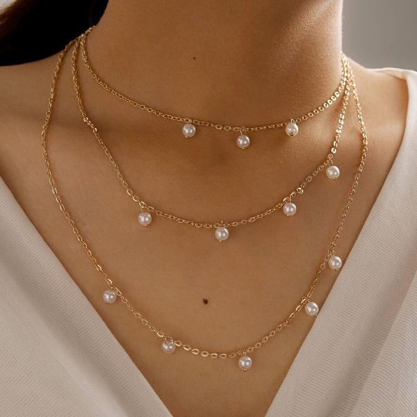 

designer necklace new accessories new pearl multi-layer necklace retro europe and america exaggerated tassel long necklace women, Silver