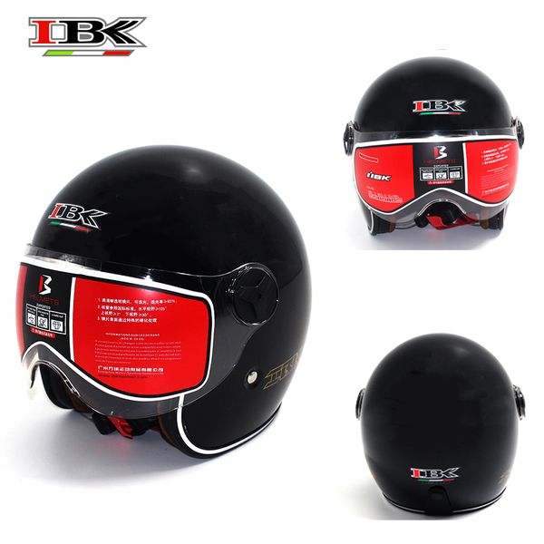 

ibk 3/4 open-face motorbike helmet electric bicycle scooter casco casque universal anti-uv cool style black helmet ibk-709