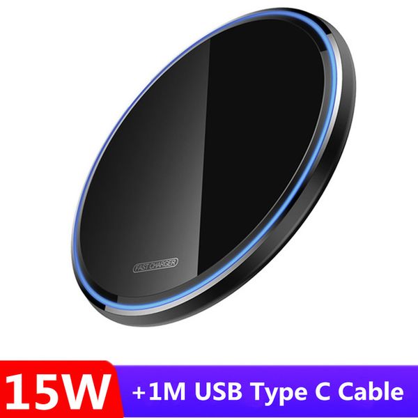 USB C Schnelles 15W kabelloses Ladegerät für Xiaomi Mi 10 9 Samsung S20 S10 Qi 10W Schnellladepad