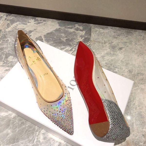 

party pointed toe flat comfortable women casual shoes water drill mesh flat shoes 111703, Black