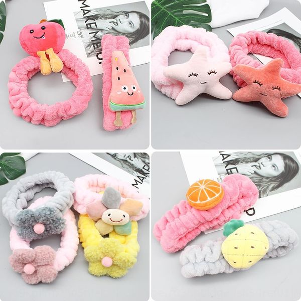 

fruit cartoon ins wind fruit face wash hair band korean women's strawberry watermelon hair band facial mask headband, Slivery;white