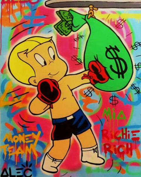 

alec monopoly graffiti art richie rich boxing home decor handcrafts /hd print oil painting on canvas wall art canvas pictures 1215