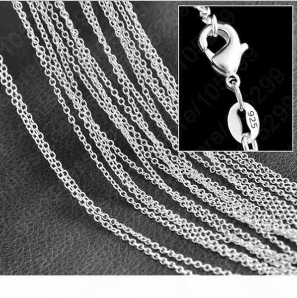 

g 925 sterling silver plated thin chain necklaces for woman lobster clasps smooth chain statement jewelry size 1mm 16 18 20 22 24 inch