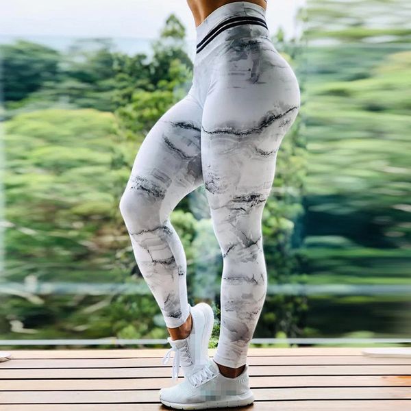 

2020 new marble print leggings women fashion push up workout leggings slim high waist jeggings women sports pencil pants, Black