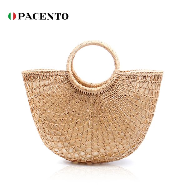 

pacento straw bag women summer rattan bags cutout woven beach bag designer 2020 new luxury handbags woman simple bolsa de praia