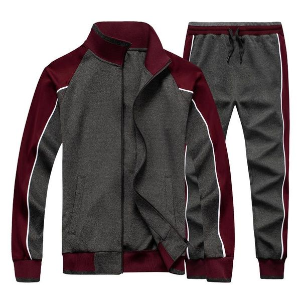 

men's tracksuits sportswear casual spring tracksuit men two pieces sets stand collar jackets sweatshirt pants joggers track suit runnin, Gray