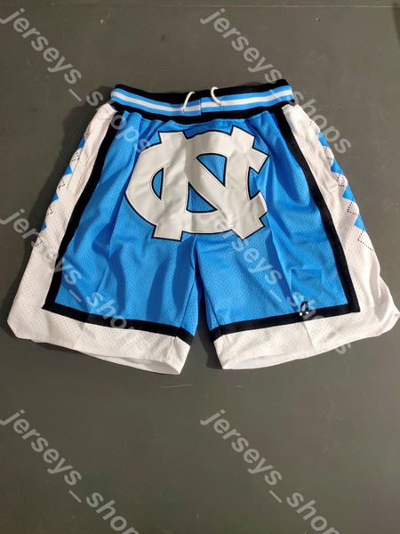 

2020 mens just don pocket basketball shorts retro stitched ncaa blue white north carolina pocket shorts lining mesh sports pocket sweatpants, Black;red