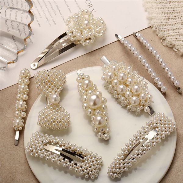 

letapi korea pearl barrettes with bowknot for women ladies elegant jewelry hairgrips valentine's day hair pins hair accessories, Golden;silver