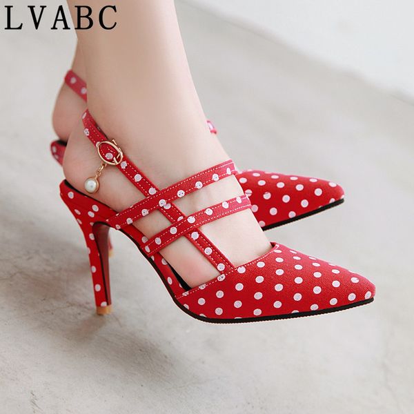 

lvabc 2020 new women's sandals simple buckle fashion shoes large size 31-47 sweet red party wedding shoes high heels women's sho, Black