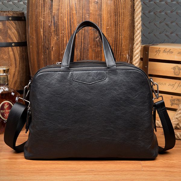 

full grain leather men briefcase lapbag work business tote bag genuine leather men shoulder messenger crossbody