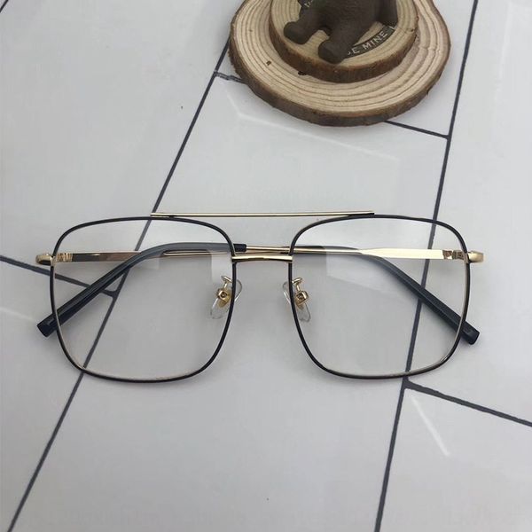 

2020 new men's an women's online red anti-blue glasses d home plain glasses large frame myopia frame, Silver