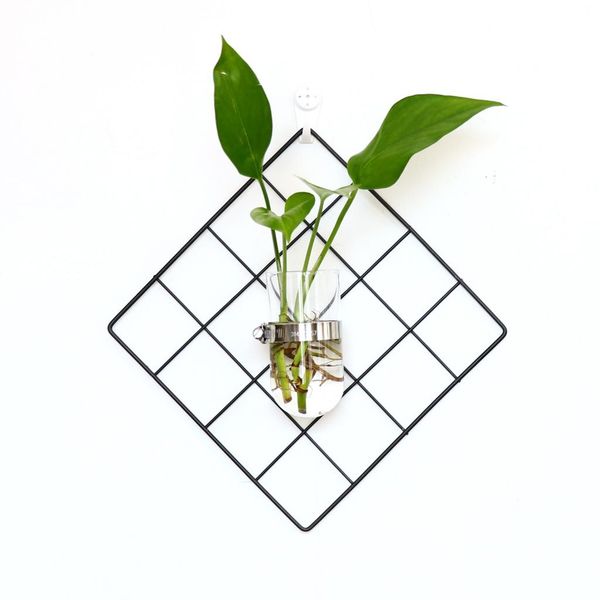 

2pcs nordic style hanging wall mounted test tube bud vase shelf metal wire
