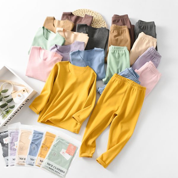 

spring kids boys clothes cotton soild color long sleeve pajamas sleepwear home love outfit girls kids casual costume boys set, White