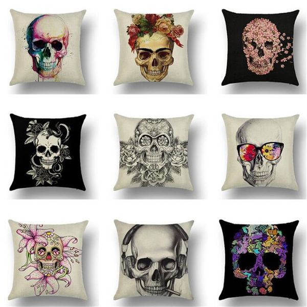 

halloween skull style pillow case skin cases breathable pillow cases zipper pillow cover bedroom set 45x45 decorative cafe shop