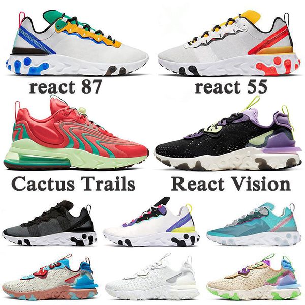 

new style react vision element 55 87 se cactus trails bauhaus running shoes triple black iridescent desert oasis women mens trainers sneaker