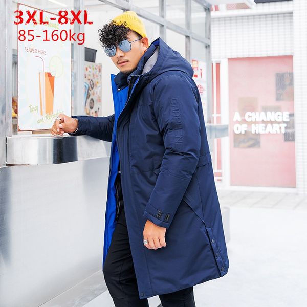 

men's down & parkas plus size 8xl winter thick warm extra large long coat big and tall men windproof hooded windbreaker caots, Black