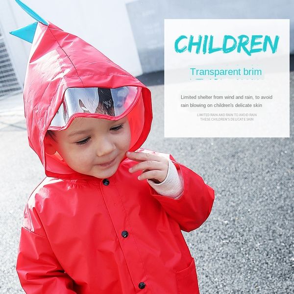 

lanpo children's new cloakrain gear cloak cartoon dinosaur raincoat kindergarten baby waterproof poncho rain gear polyester cloth stron, Red;brown