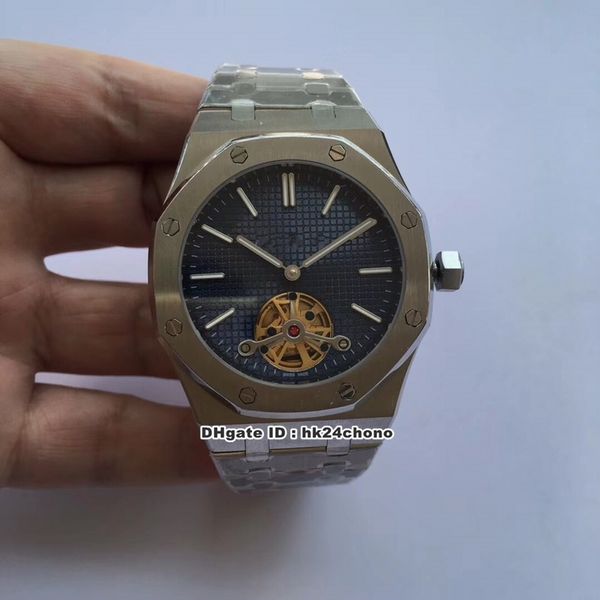 

8 стили лучший 41мм extra-thin tourbillon автоматическая мужские часы 26510st.oo.1220st.01 синий циферблат браслет из нержавеющей стали мужс, Slivery;brown