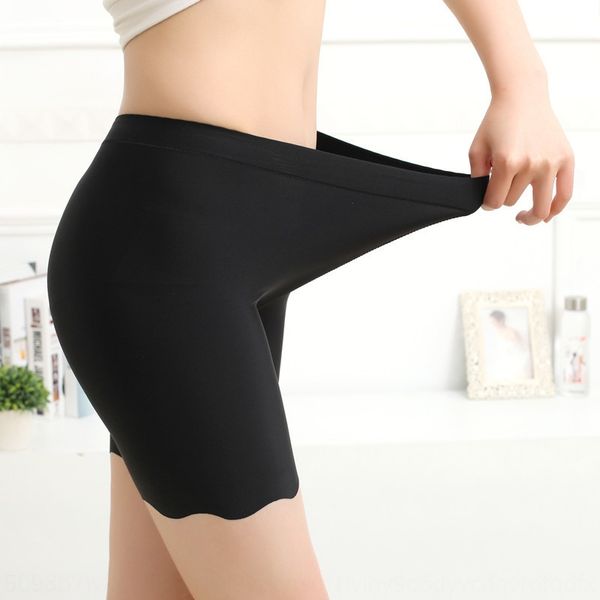 

new ice silk ruffled seamless anti-exposure women's safety safety pants summer women's thin three-part pants, Black;white