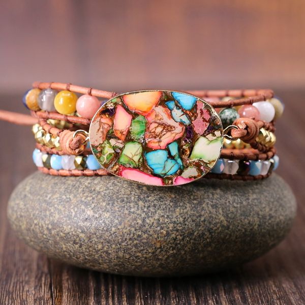 

2019 exclusive women wrap bracelets natural stone rhinestone 3 layers leather cuff bracelet femme bracelets gifts dropship cx200730, Black