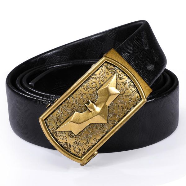 

hi-tie belts for men automatic buckle genuine leather belt strap 160cm long big size belts men fashion designer, Black;brown