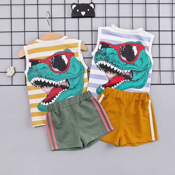 

online celebrity boys' and boys' wear striped dinosaur pineapple vest children's pineapple children's clothing goods, Blue
