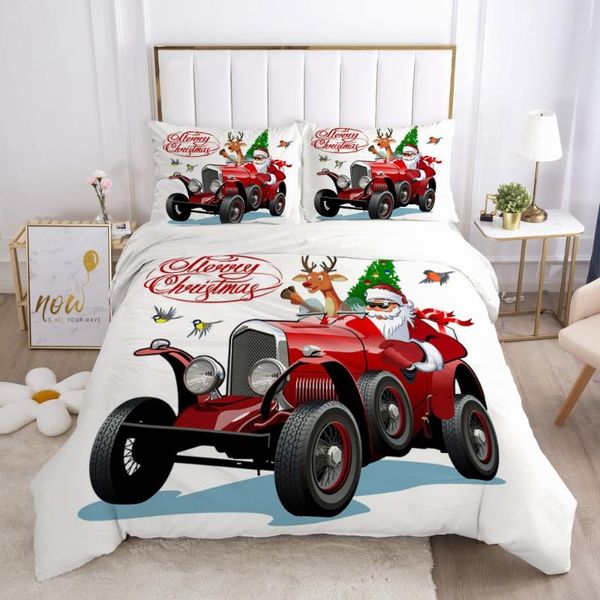 

3d quilt covers and pillow shams bedding sets xmas duvet cover set comforther case father christmas printing design bedclothes