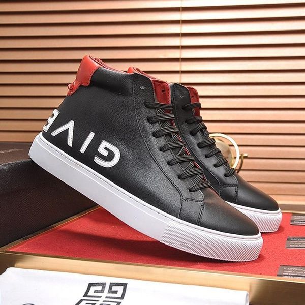 

new arrival high reverse sneakers in leather mens boots fashion classic lace -up vintage sports men shoes calzado deportivo para hombre, Black