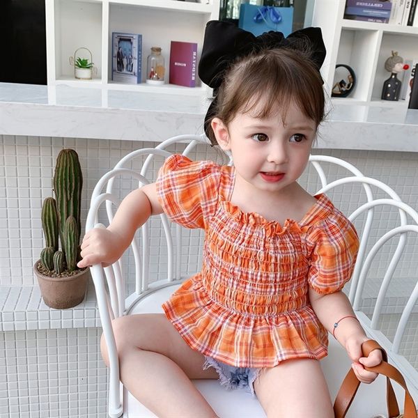 

qwjwe 2020 summer clothes new waist plaid tong chen shan tong chen shan children's korean casual children's shirt babies' for, White;black