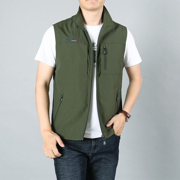 

pkqk7 waistcoat men's autumn multi-pocket quick-drying leisure outdoor tooling sports vest for vest vestmiddle-aged and elderly fishing, Black;white