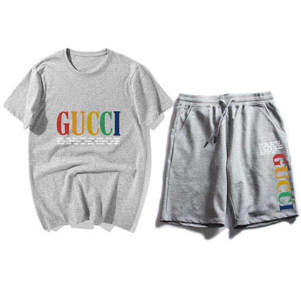 

mens designer fashion tracksuit letters embroidery brand luxury goods summer sportswear short sleeves pullover jogger pants suits sportsuitb, Gray