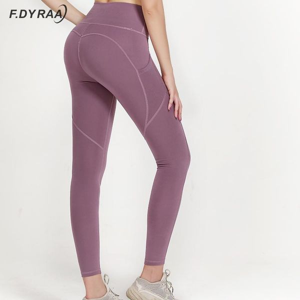 

f.dyraa women yoga leggings seamless high waist with pockets workout breathable fitness clothing training pants female trousers, White;red