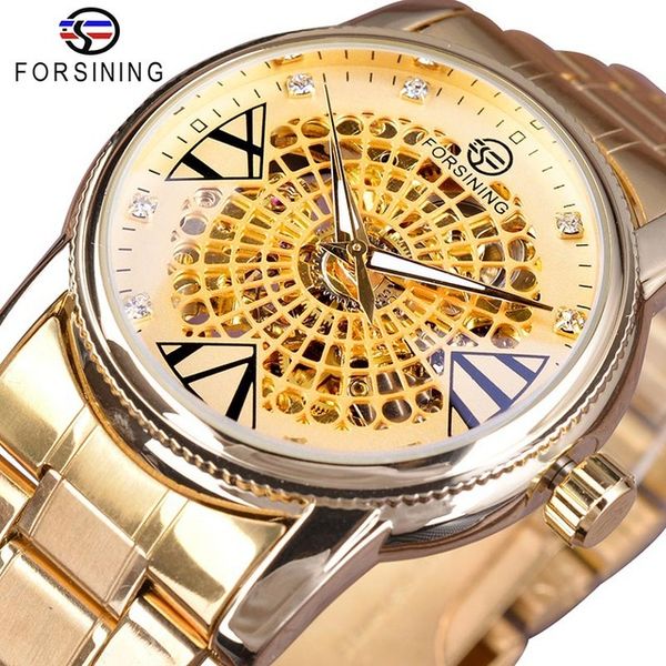 

forsing men's automatic mechanical watch men's watch hollow watch, Slivery;brown