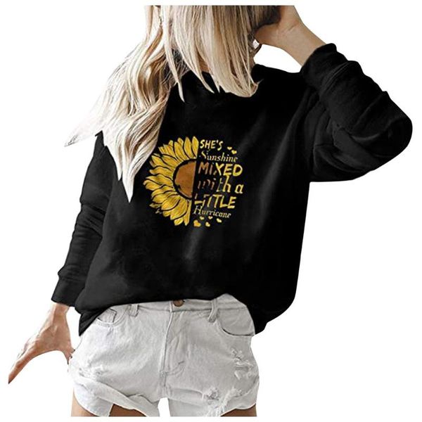 

oversized women sweatshirts sunflower hoodies clothes casual vintage pullovers hoodies ulzzang loose pullove, Black