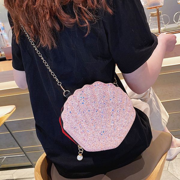 

fashion small round bag 2020 winter new cross-body bag shell pattern small handbag shoulder zipper handbag mobile phone