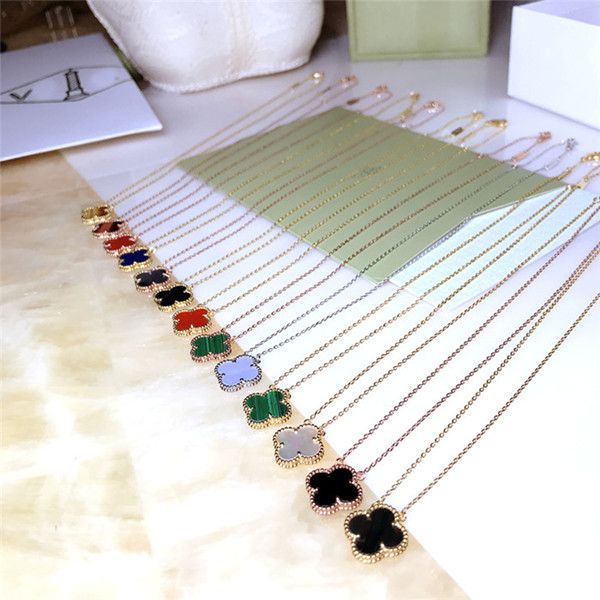 

s925 sterling silver clover necklace women's light luxury small clavicle chain agate lucky pendant