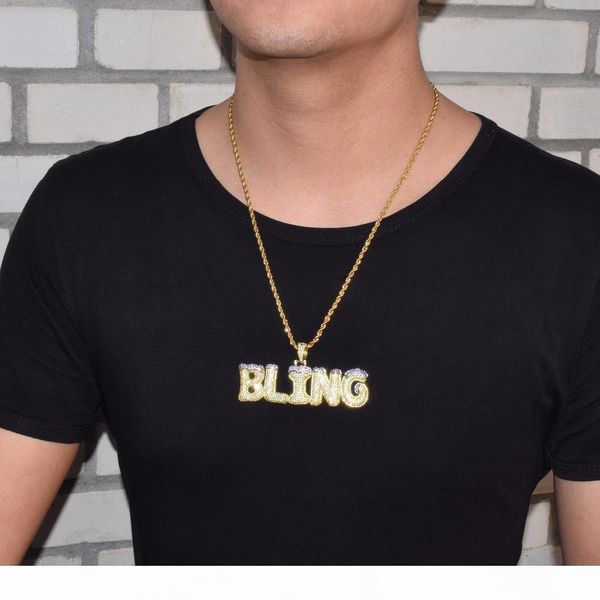 

men's custom name snow bubble letters necklaces & pendant charm ice out cubic zircon hip hop jewelry with rope chain for gift, Silver