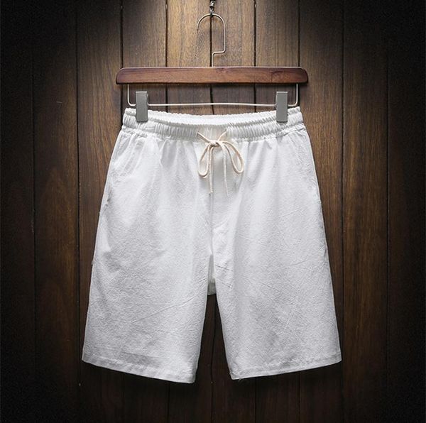 

casual shorts half pants trunks sports cotton linen trousers short pants, White;black