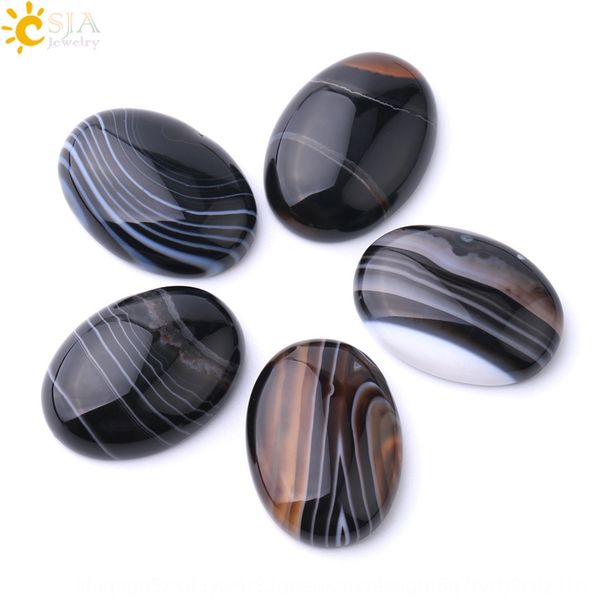 

handmade diy agate ring diy natural black stripe agate ring surface semi-finished bare stone multi-size, Silver