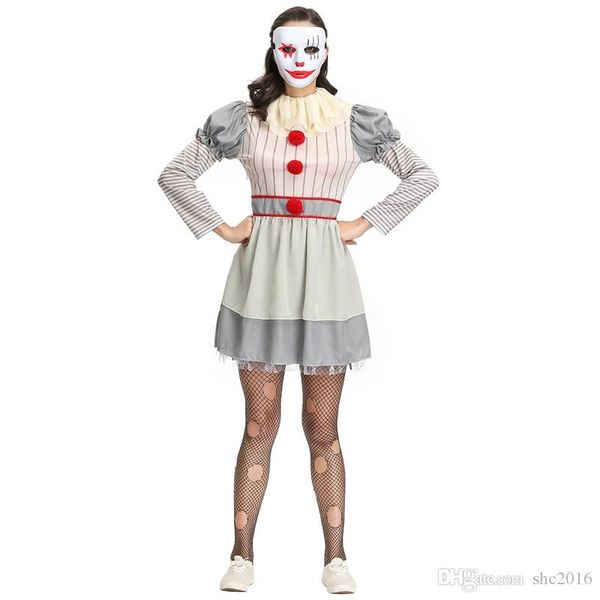 

new halloween tidy clown returning soul costume easter day stage performance costume role-playing m/xl mass wholesale ing, Black;red
