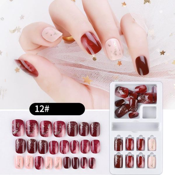

new 24pcs reusable stick-on-nails ballerina full cover false nail artificial tips press on nails art stick on nails tip manicure