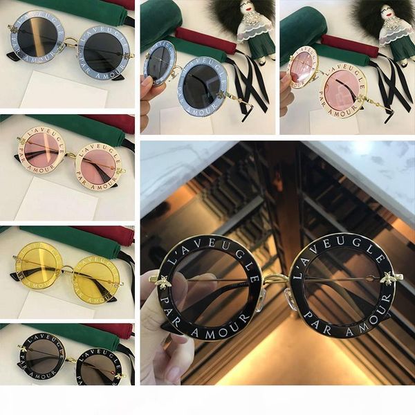 

classic style round vintage letter design frame with golden bee uv400 protection outdoor summer eyewear 0113, White;black